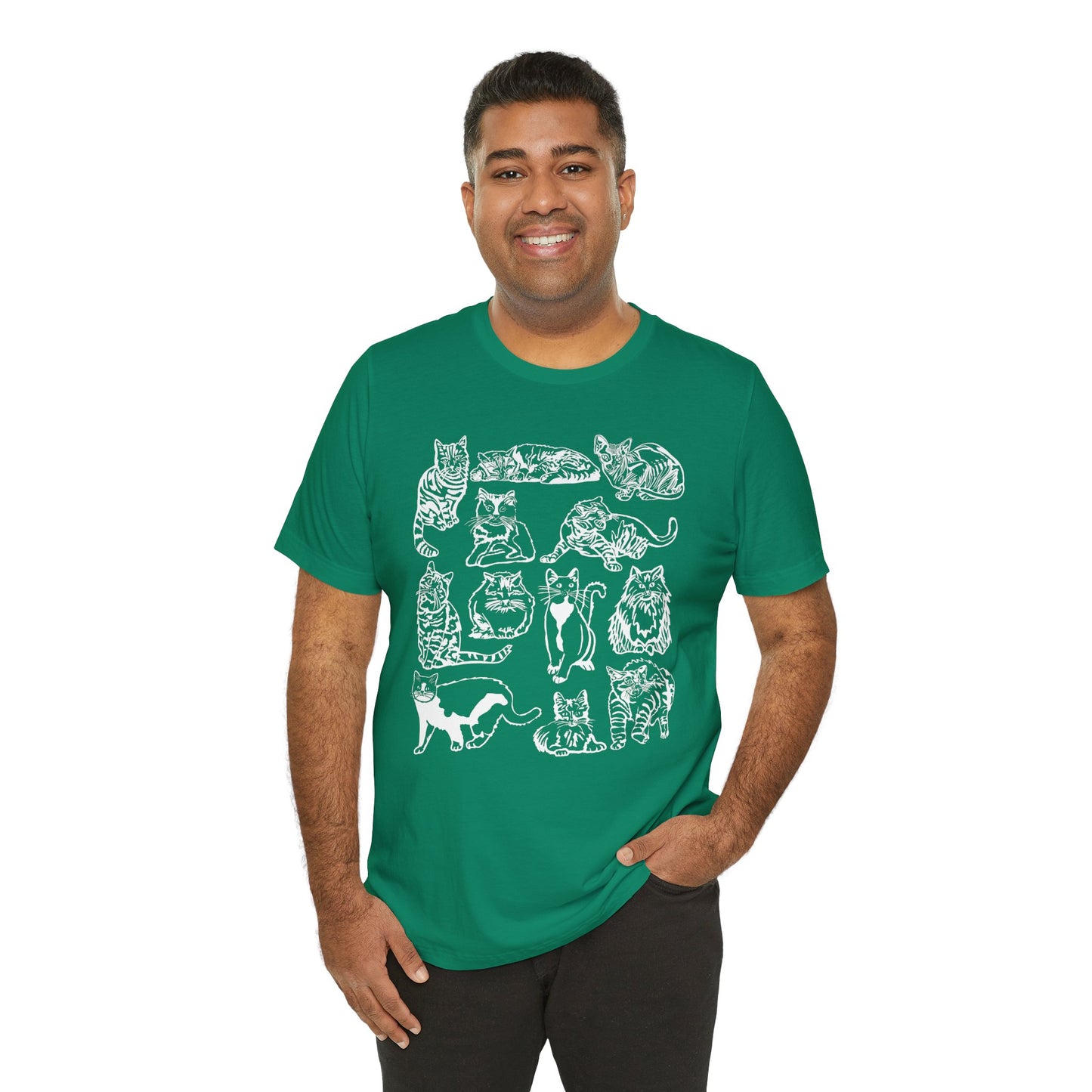 Cat Lover T-Shirt Gift for Cat Owner T Shirt with Cats, Cat Graphic Tee for Cat Lovers Top for Women, Cat T-shirt for Men, Striped Cat Shirt