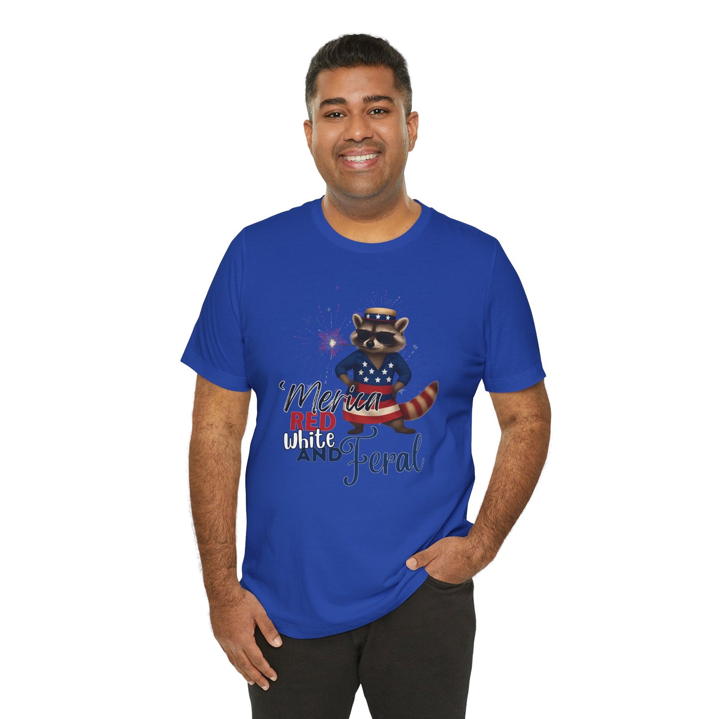 Patriotic T-Shirt, 'Merica Red White and Feral Shirt, Adult Humor Tshirt, July 4th T shirt, Independence Day, Red White and Blue, Racoon Tee
