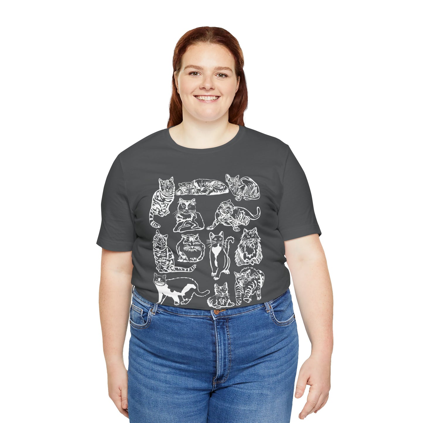Cat Lover T-Shirt Gift for Cat Owner T Shirt with Cats, Cat Graphic Tee for Cat Lovers Top for Women, Cat T-shirt for Men, Striped Cat Shirt