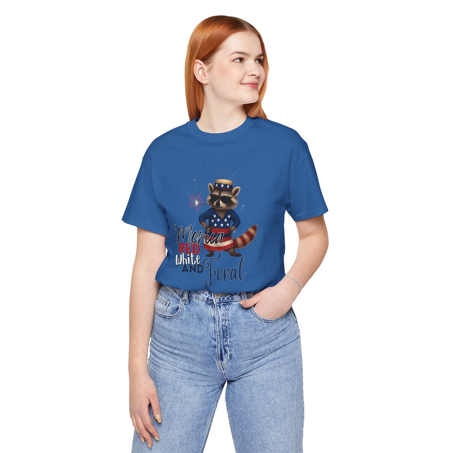 Patriotic T-Shirt, 'Merica Red White and Feral Shirt, Adult Humor Tshirt, July 4th T shirt, Independence Day, Red White and Blue, Racoon Tee