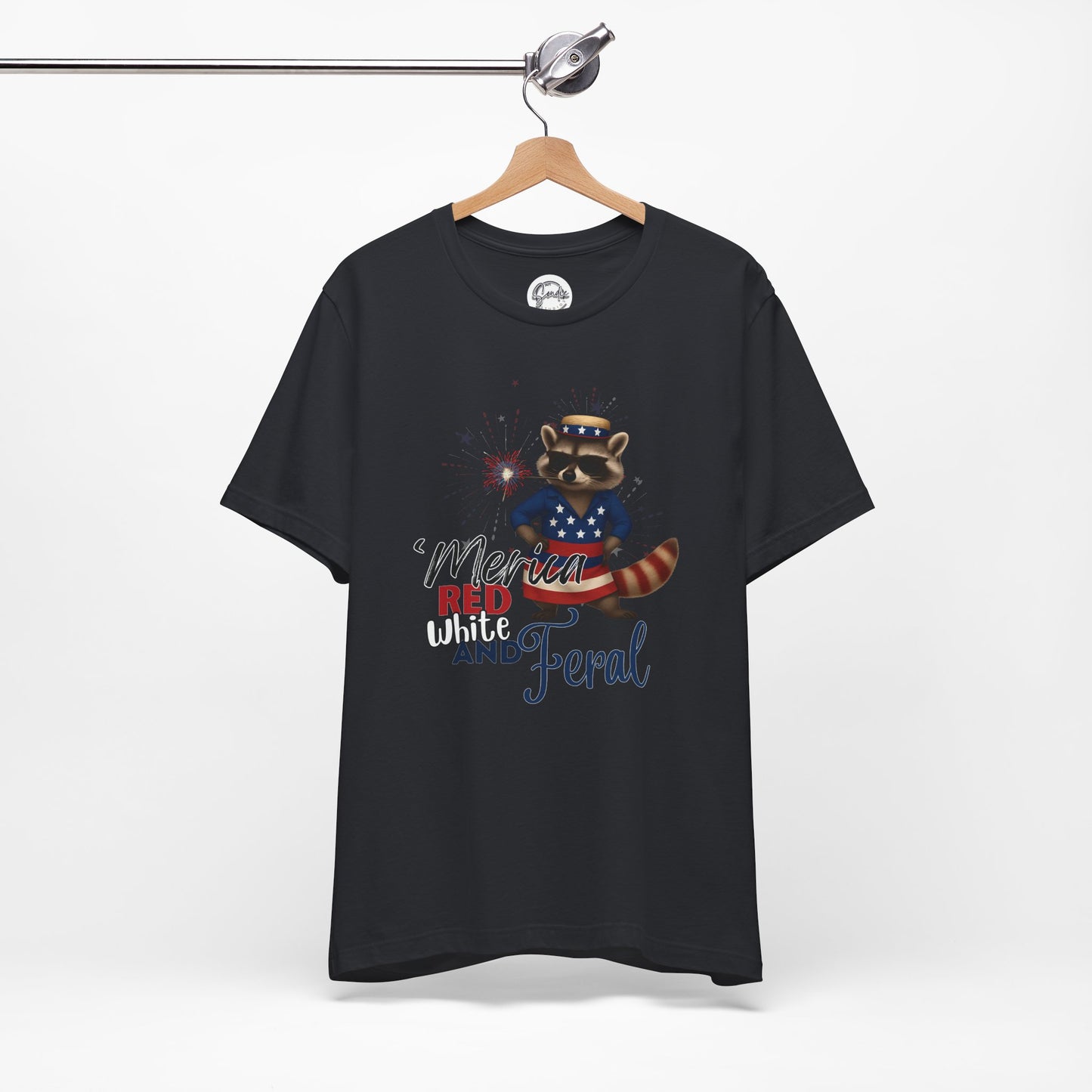 Patriotic T-Shirt, 'Merica Red White and Feral Shirt, Adult Humor Tshirt, July 4th T shirt, Independence Day, Red White and Blue, Racoon Tee