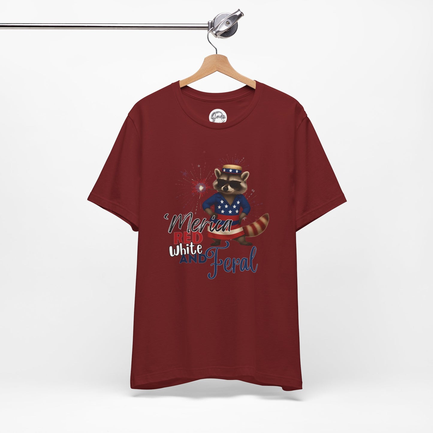 Patriotic T-Shirt, 'Merica Red White and Feral Shirt, Adult Humor Tshirt, July 4th T shirt, Independence Day, Red White and Blue, Racoon Tee