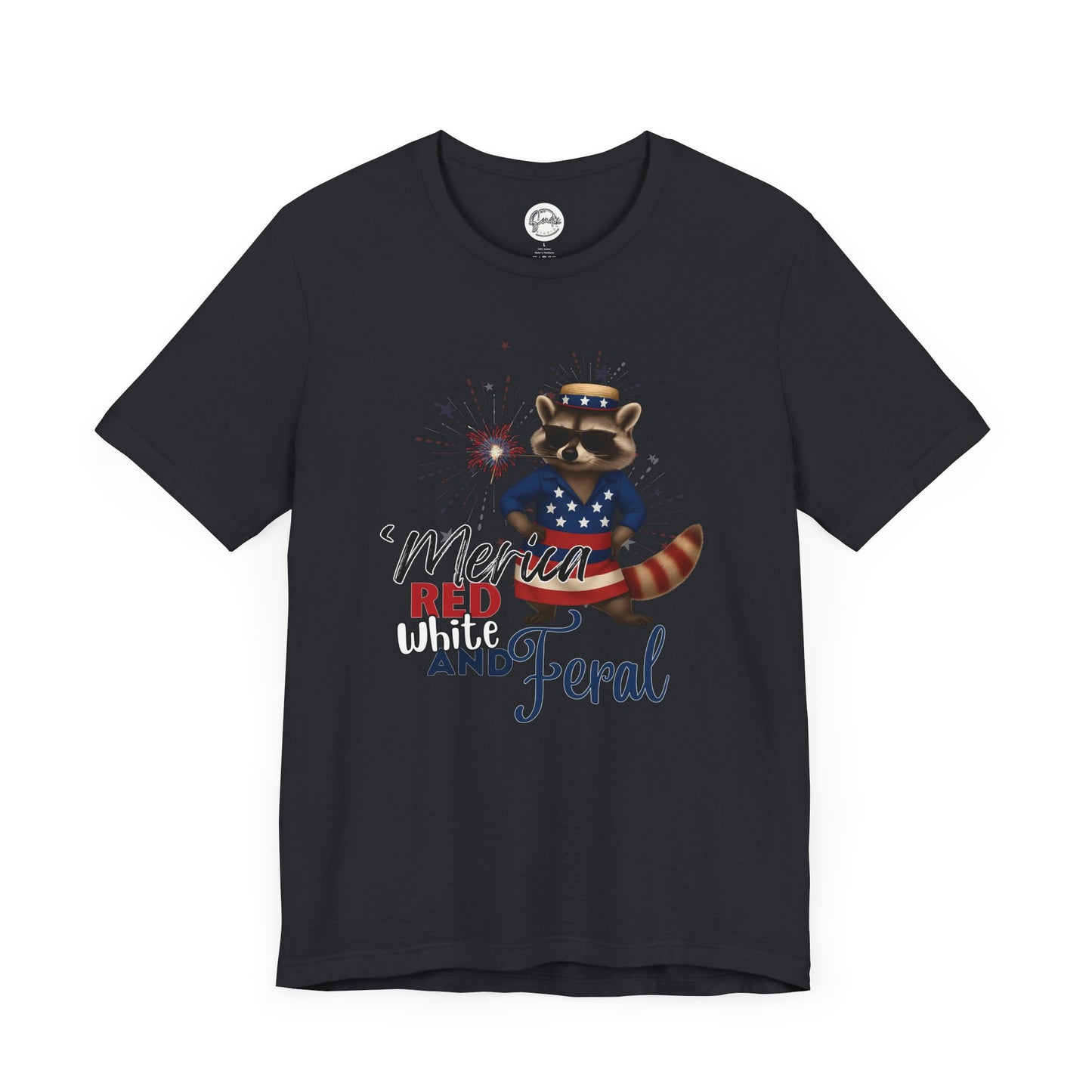 Patriotic T-Shirt, 'Merica Red White and Feral Shirt, Adult Humor Tshirt, July 4th T shirt, Independence Day, Red White and Blue, Racoon Tee