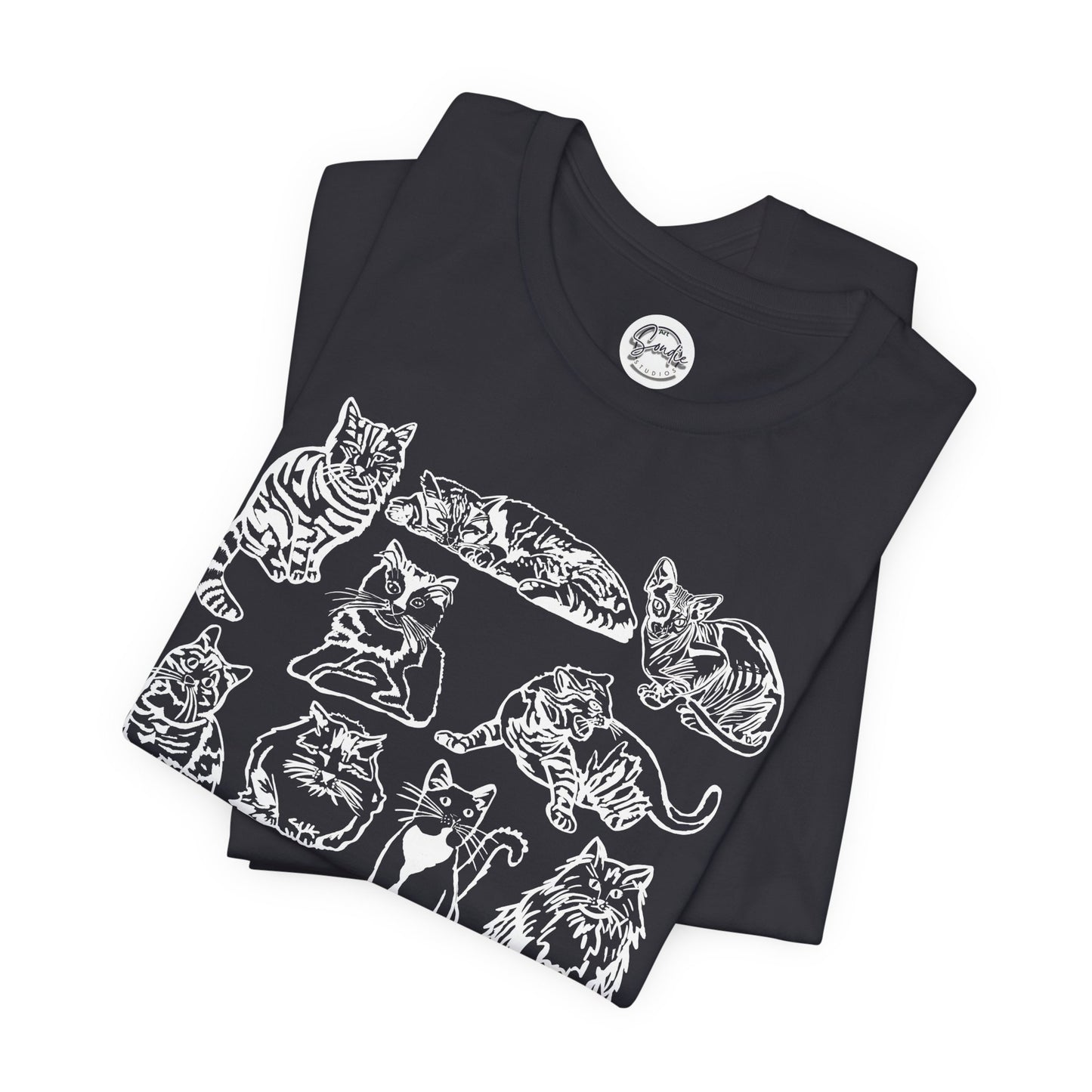 Cat Lover T-Shirt Gift for Cat Owner T Shirt with Cats, Cat Graphic Tee for Cat Lovers Top for Women, Cat T-shirt for Men, Striped Cat Shirt