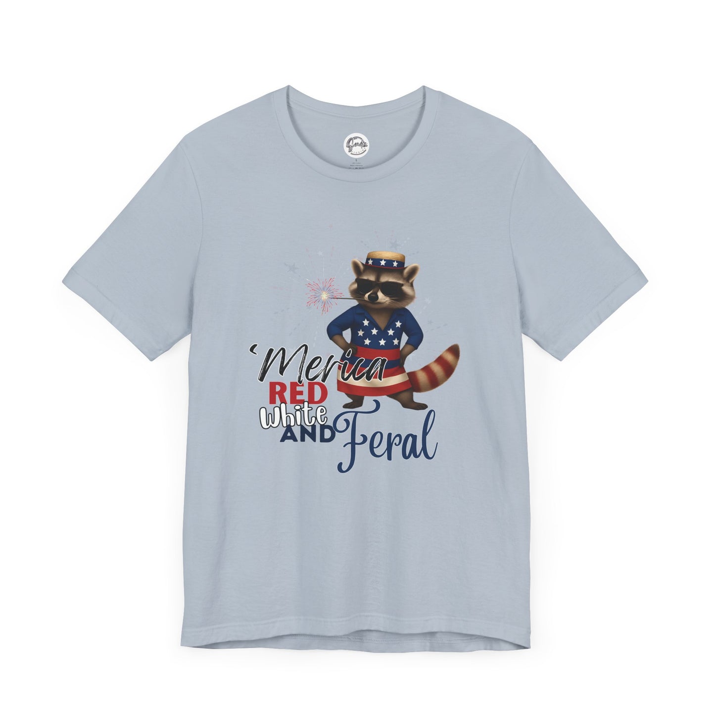 Patriotic T-Shirt, 'Merica Red White and Feral Shirt, Adult Humor Tshirt, July 4th T shirt, Independence Day, Red White and Blue, Racoon Tee