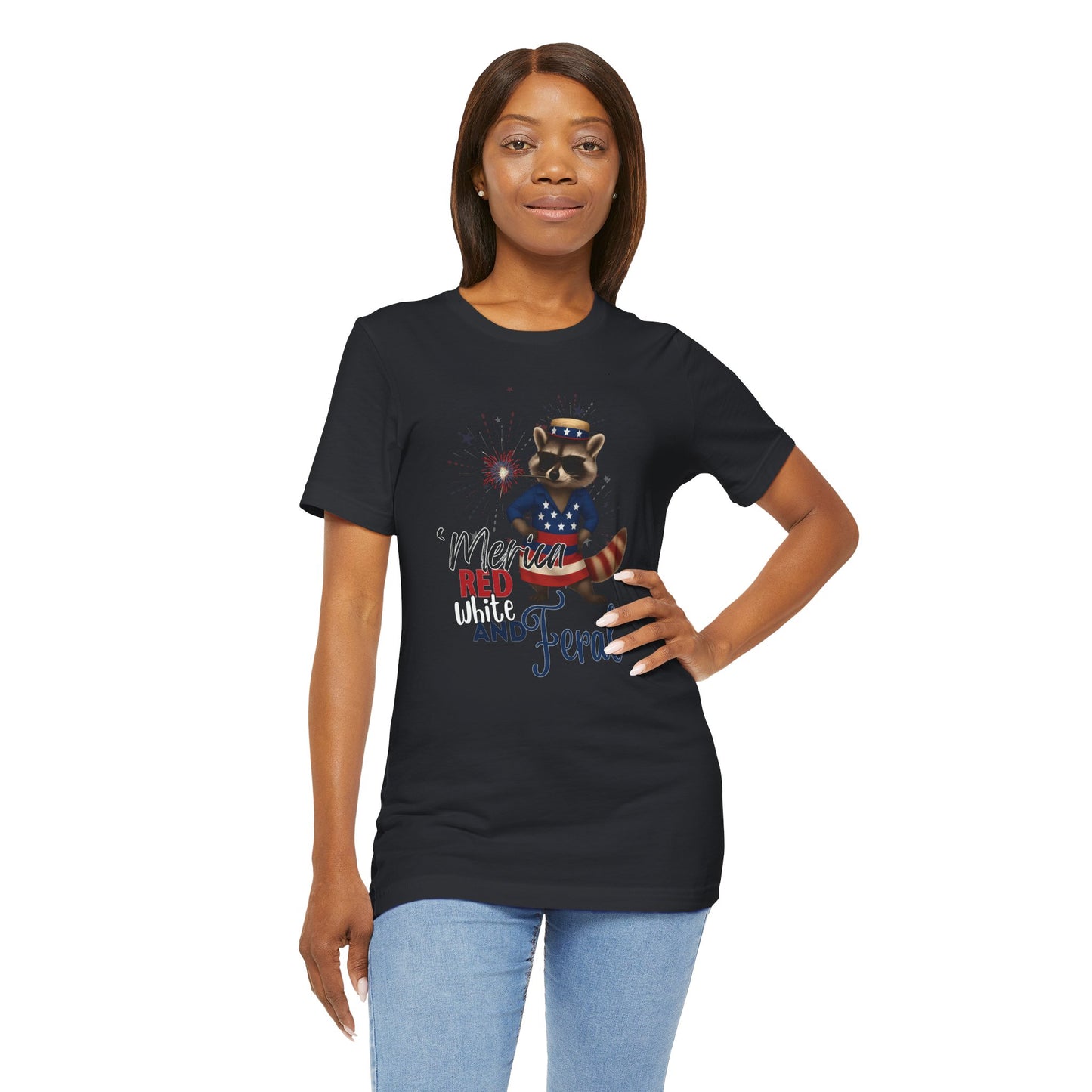 Patriotic T-Shirt, 'Merica Red White and Feral Shirt, Adult Humor Tshirt, July 4th T shirt, Independence Day, Red White and Blue, Racoon Tee