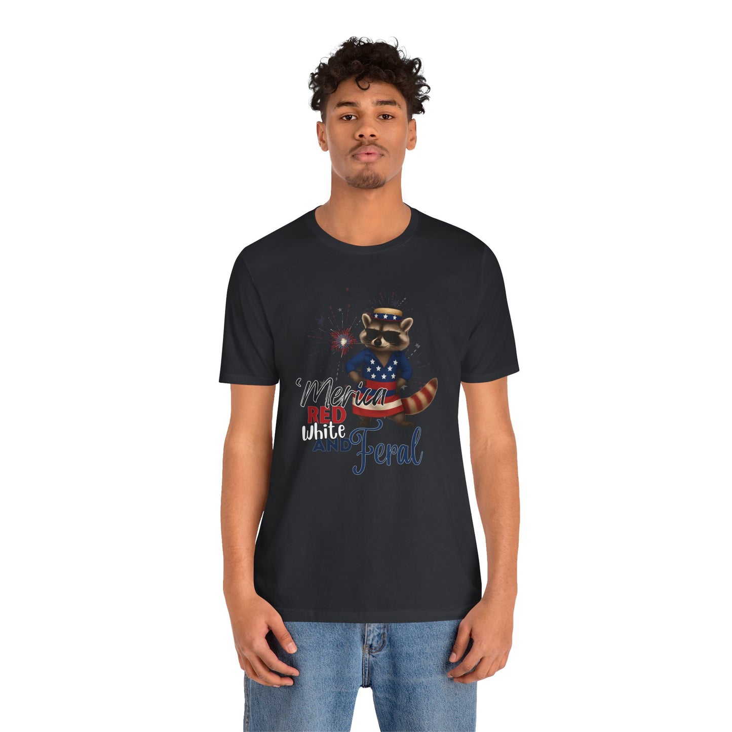 Patriotic T-Shirt, 'Merica Red White and Feral Shirt, Adult Humor Tshirt, July 4th T shirt, Independence Day, Red White and Blue, Racoon Tee