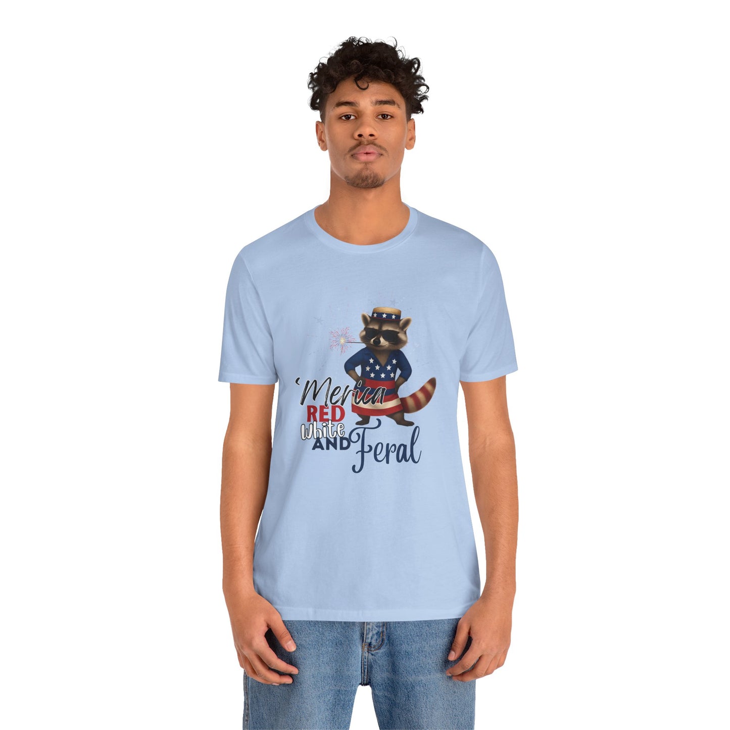 Patriotic T-Shirt, 'Merica Red White and Feral Shirt, Adult Humor Tshirt, July 4th T shirt, Independence Day, Red White and Blue, Racoon Tee