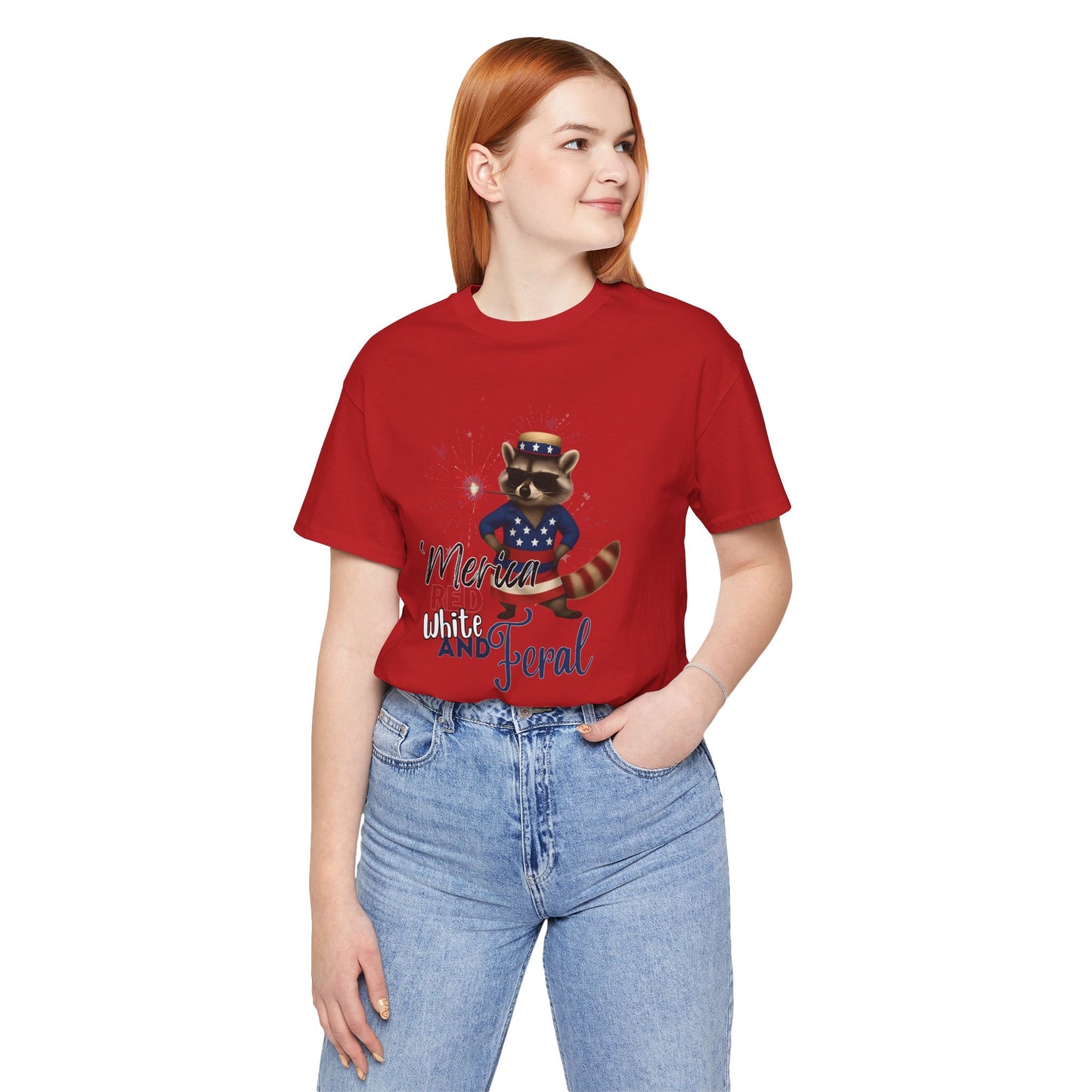 Patriotic T-Shirt, 'Merica Red White and Feral Shirt, Adult Humor Tshirt, July 4th T shirt, Independence Day, Red White and Blue, Racoon Tee
