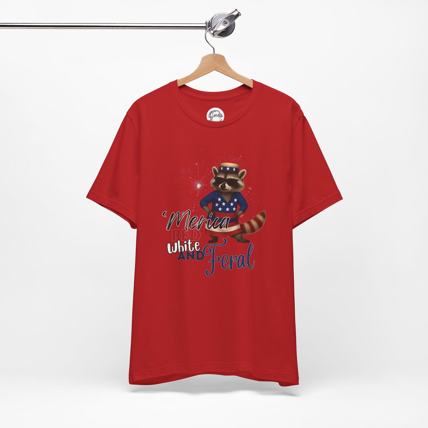 Patriotic T-Shirt, 'Merica Red White and Feral Shirt, Adult Humor Tshirt, July 4th T shirt, Independence Day, Red White and Blue, Racoon Tee