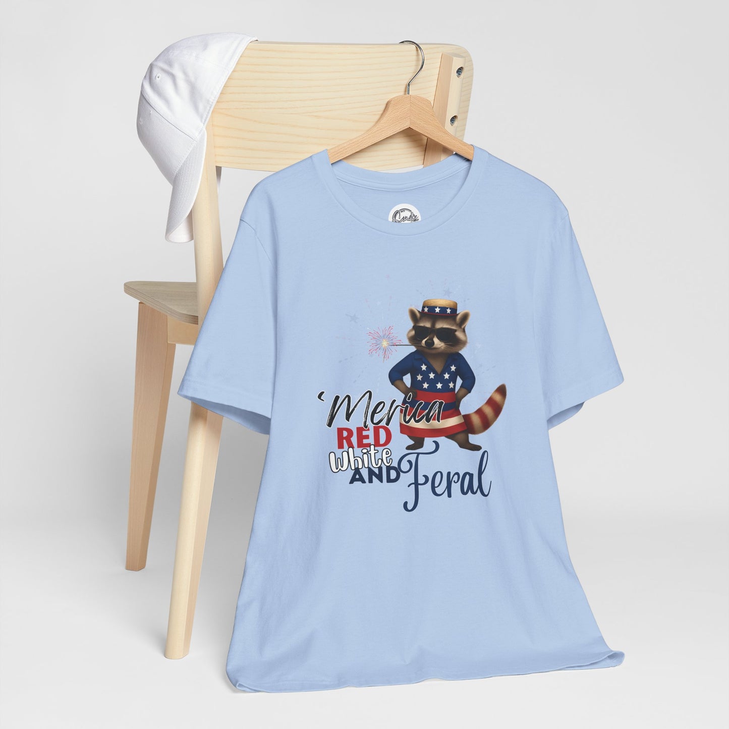 Patriotic T-Shirt, 'Merica Red White and Feral Shirt, Adult Humor Tshirt, July 4th T shirt, Independence Day, Red White and Blue, Racoon Tee