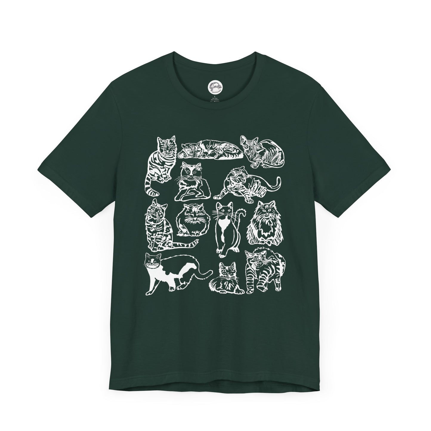 Cat Lover T-Shirt Gift for Cat Owner T Shirt with Cats, Cat Graphic Tee for Cat Lovers Top for Women, Cat T-shirt for Men, Striped Cat Shirt