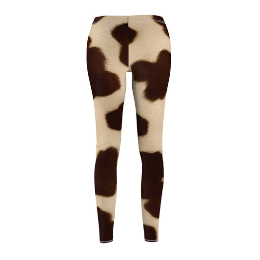 Brown and White Cow Leggings, Realistic Cow Fur Print Leggings,  Trendy Exercise Pants, Yoga Fashion, Unique Gift for Her