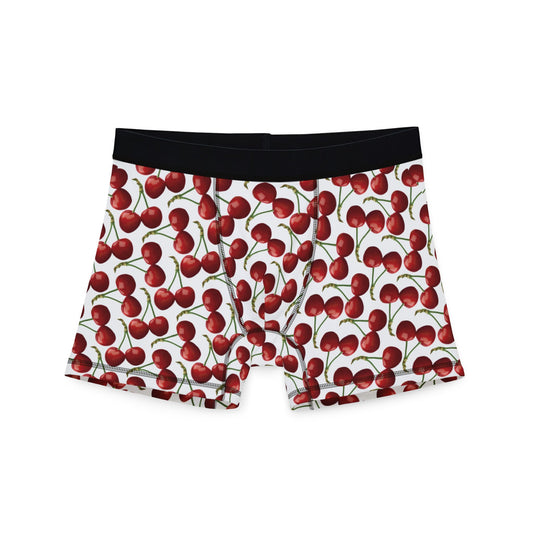 Cherry Boxer Briefs, Boxer Brief with Cherry Pattern, Men's Underwear with Cherries, Fruit Patterned Sleepwear, Boy Short, Fun Gift for Him