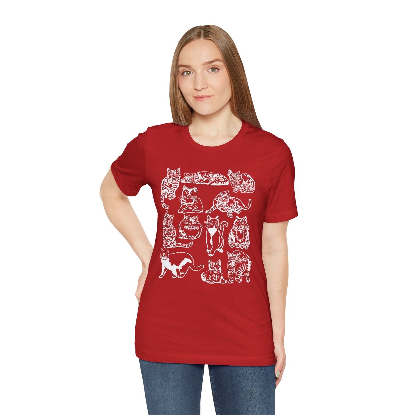 Cat Lover T-Shirt Gift for Cat Owner T Shirt with Cats, Cat Graphic Tee for Cat Lovers Top for Women, Cat T-shirt for Men, Striped Cat Shirt