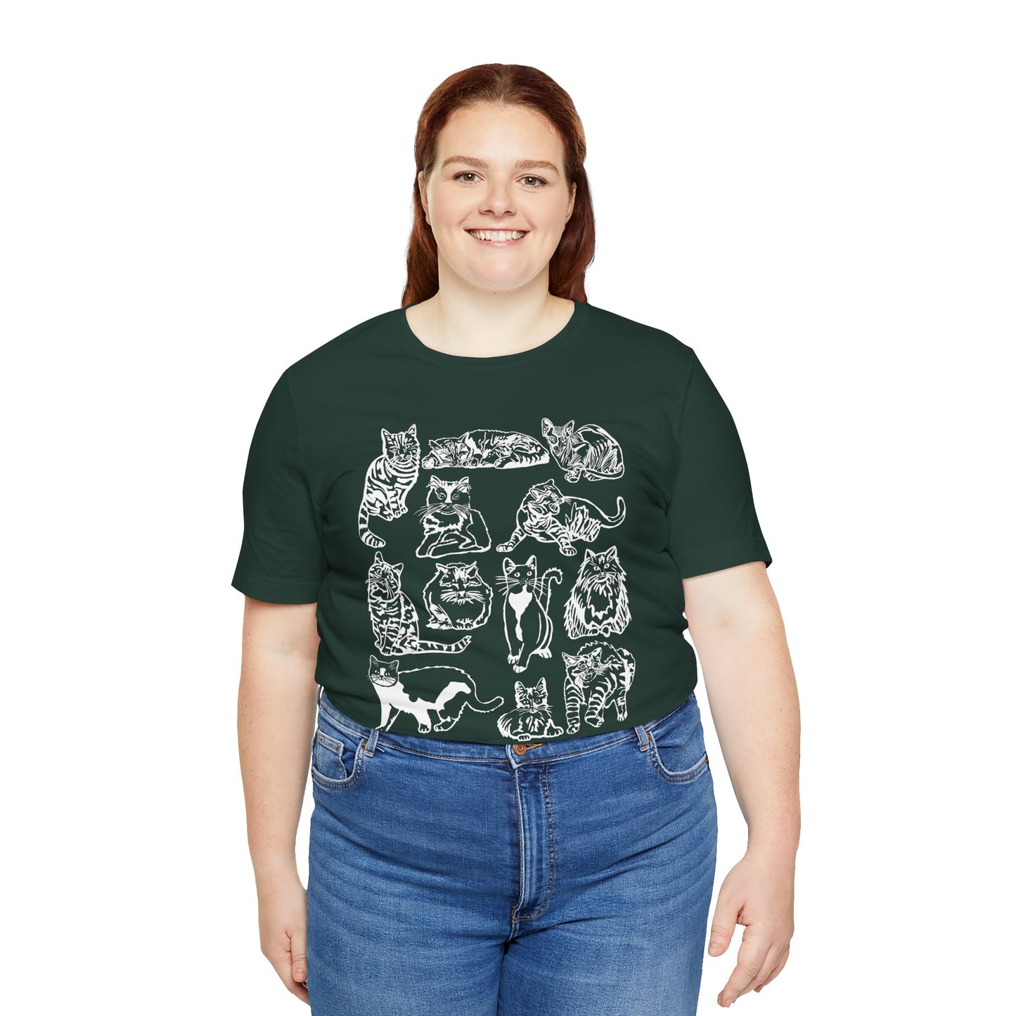 Cat Lover T-Shirt Gift for Cat Owner T Shirt with Cats, Cat Graphic Tee for Cat Lovers Top for Women, Cat T-shirt for Men, Striped Cat Shirt