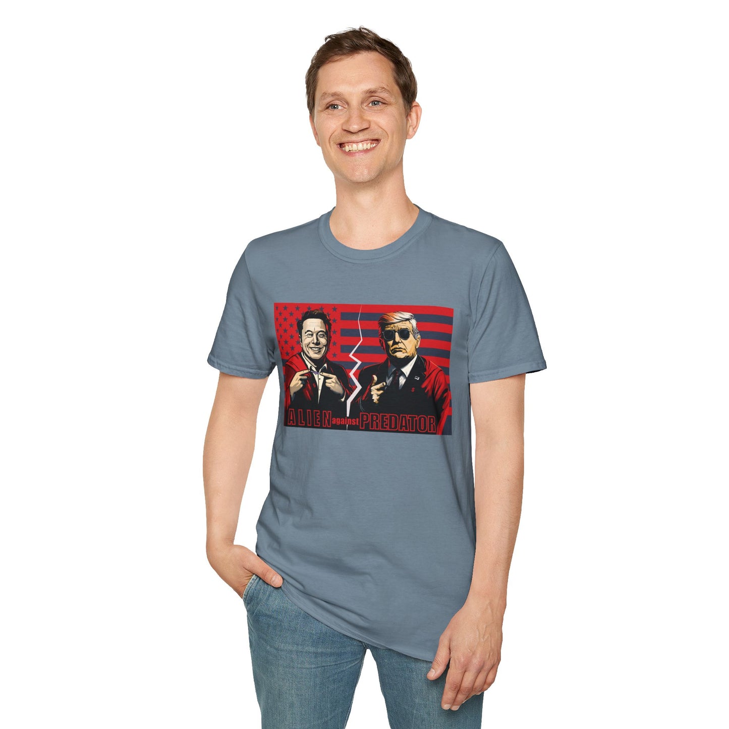 Trump vs Elon Shirt, Alien and Predator, Political T Shirt, Donald Trump and Elon Musk Breakup, Anti Maga, Anti Elon, Red White &  Blue Tee