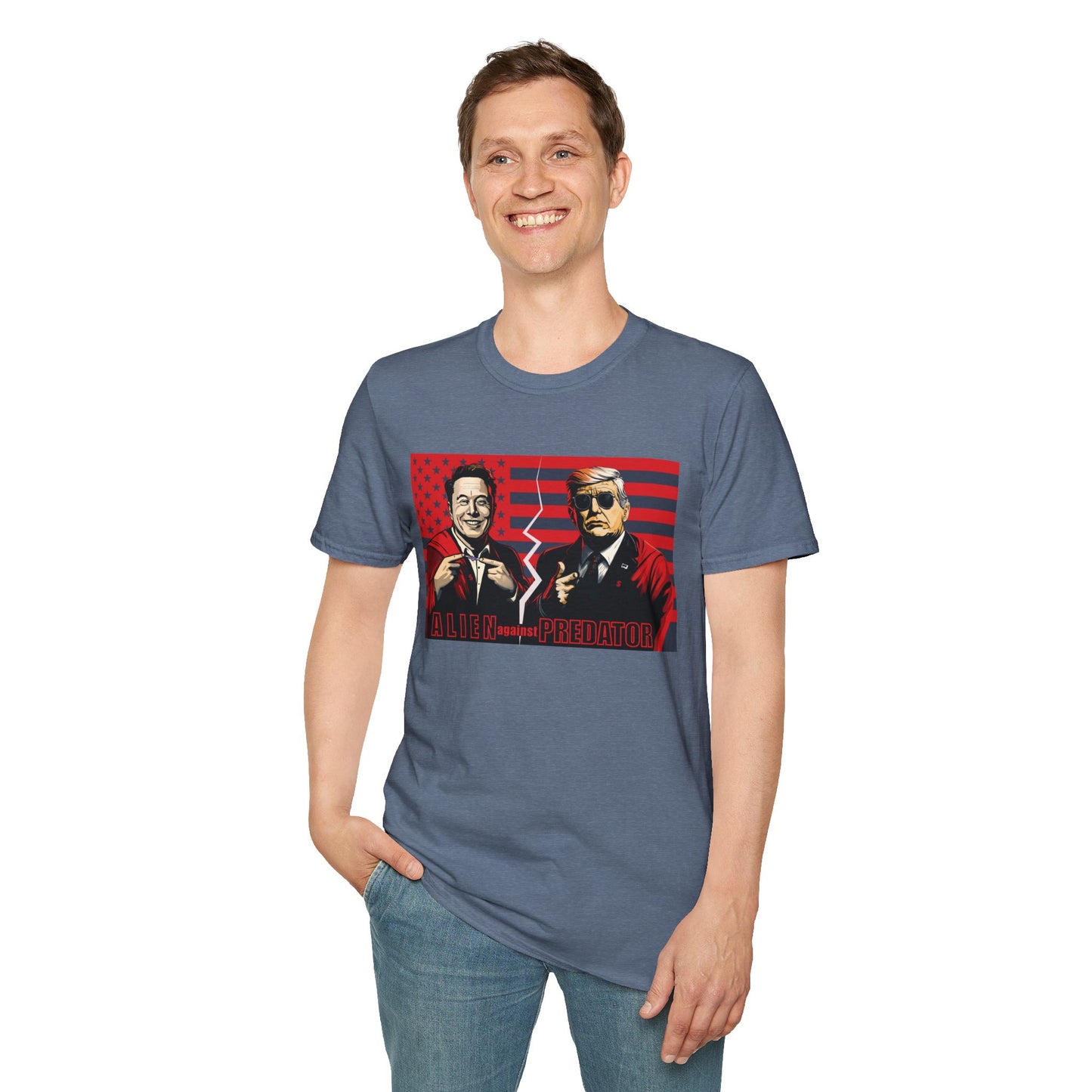 Trump vs Elon Shirt, Alien and Predator, Political T Shirt, Donald Trump and Elon Musk Breakup, Anti Maga, Anti Elon, Red White &  Blue Tee