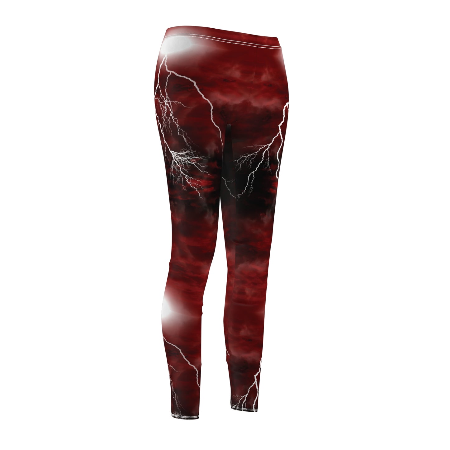 Red and Black Gothic Cloud Leggings with Lightening Bolts, Gothic Leggings, Cloud Leggings, Gothic Pants, Stretchy Pants, Exercise Leggings