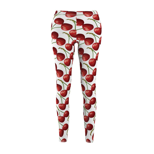 Cherry Leggings, Cherry Patterned Workout Pants, Stretchy Pants, Yoga Workout Clothes, Gift for Cherry Lover, Cherry Pants, Exercise Attire, Gift for Her