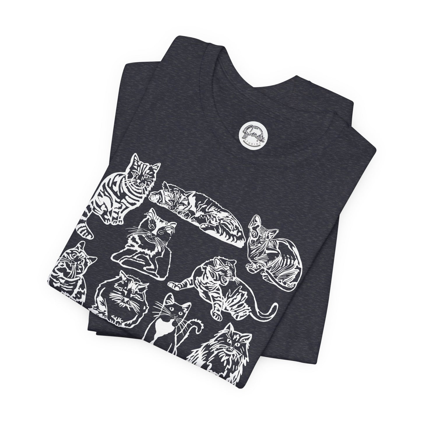 Cat Lover T-Shirt Gift for Cat Owner T Shirt with Cats, Cat Graphic Tee for Cat Lovers Top for Women, Cat T-shirt for Men, Striped Cat Shirt