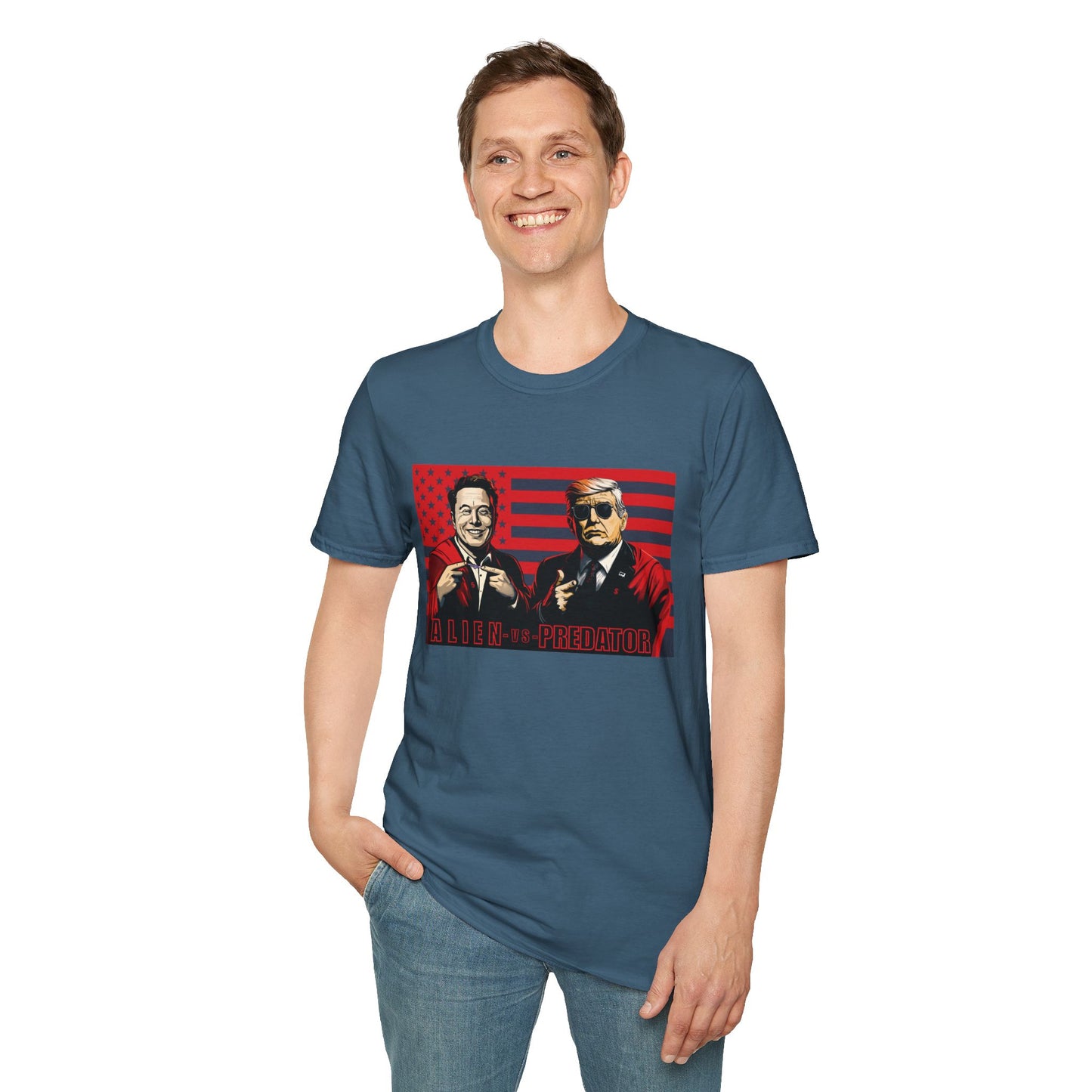 Trump and Elon Shirt, Alien versus Predator Political T Shirt, Donald Trump Fights Elon Musk Shirt, Comes in a variety of American Colors