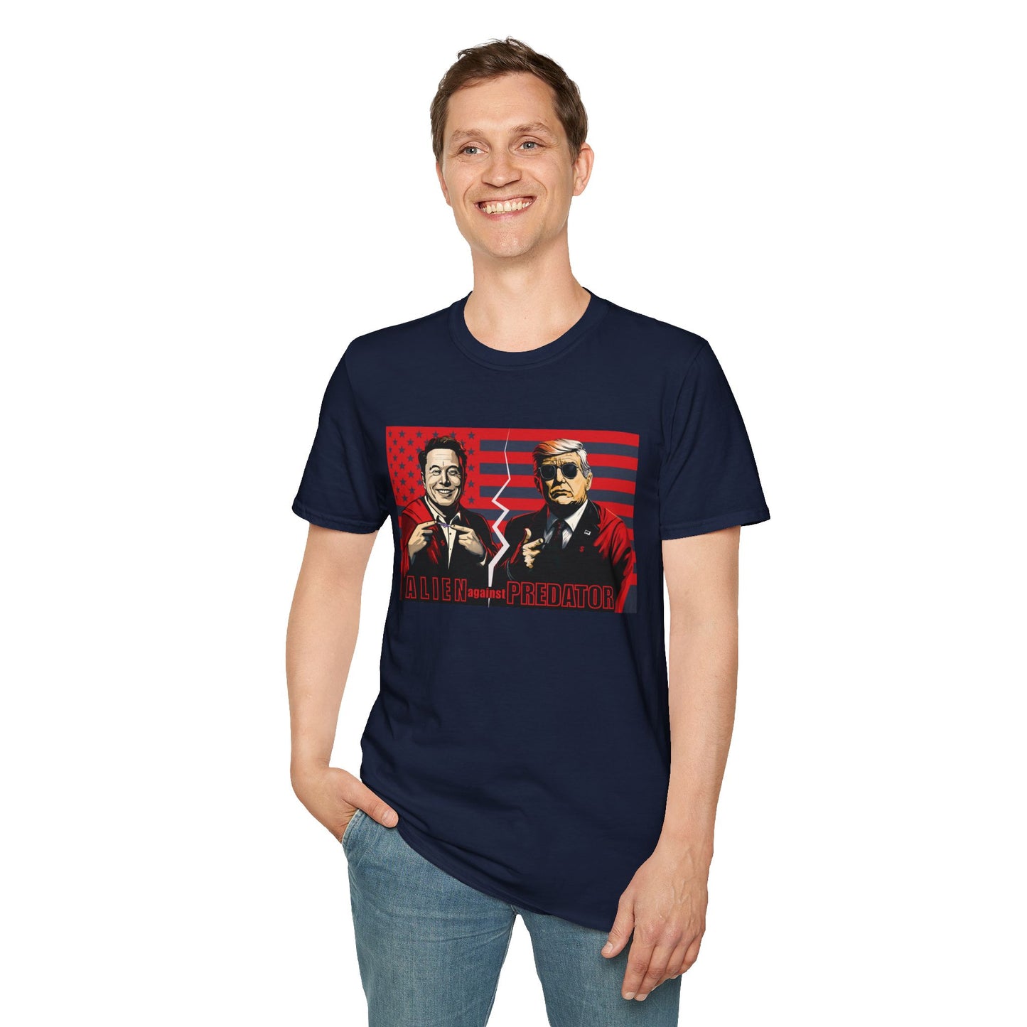 Trump vs Elon Shirt, Alien and Predator, Political T Shirt, Donald Trump and Elon Musk Breakup, Anti Maga, Anti Elon, Red White &  Blue Tee