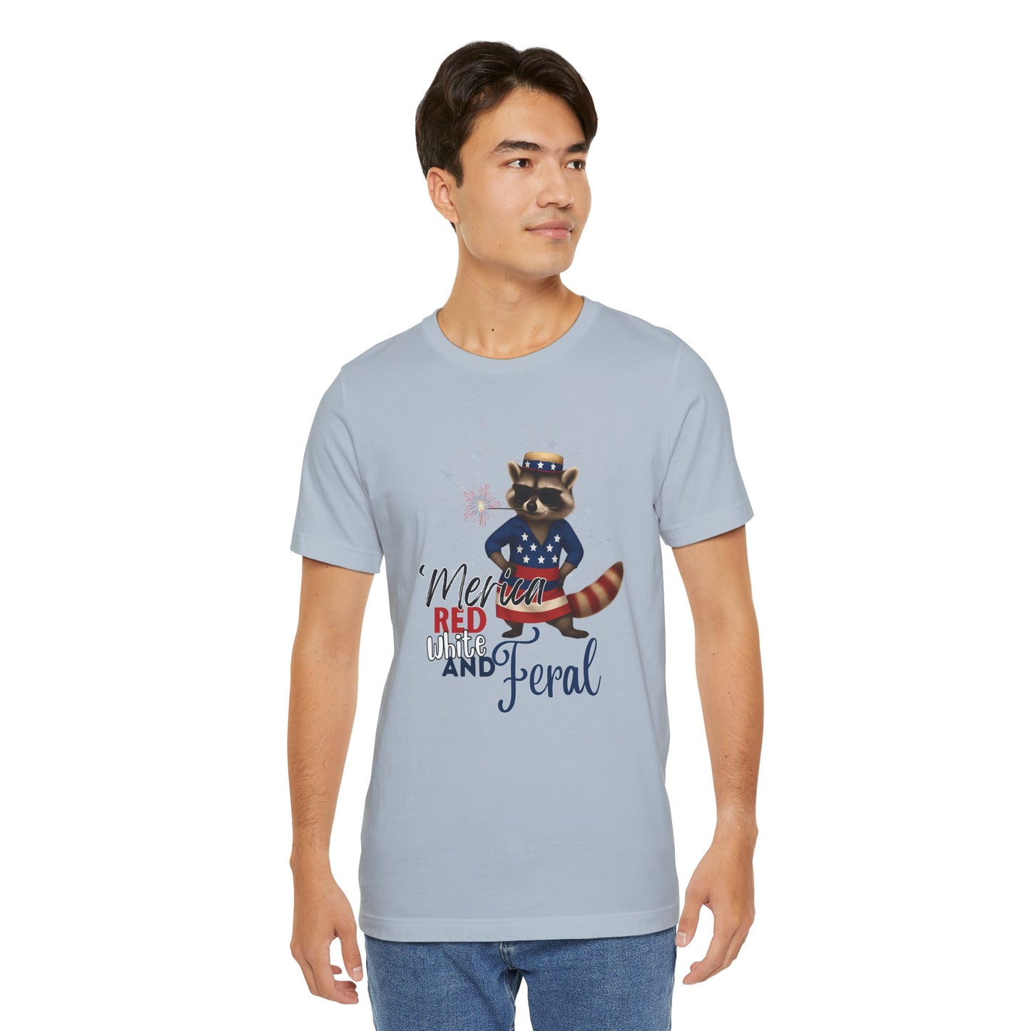 Patriotic T-Shirt, 'Merica Red White and Feral Shirt, Adult Humor Tshirt, July 4th T shirt, Independence Day, Red White and Blue, Racoon Tee