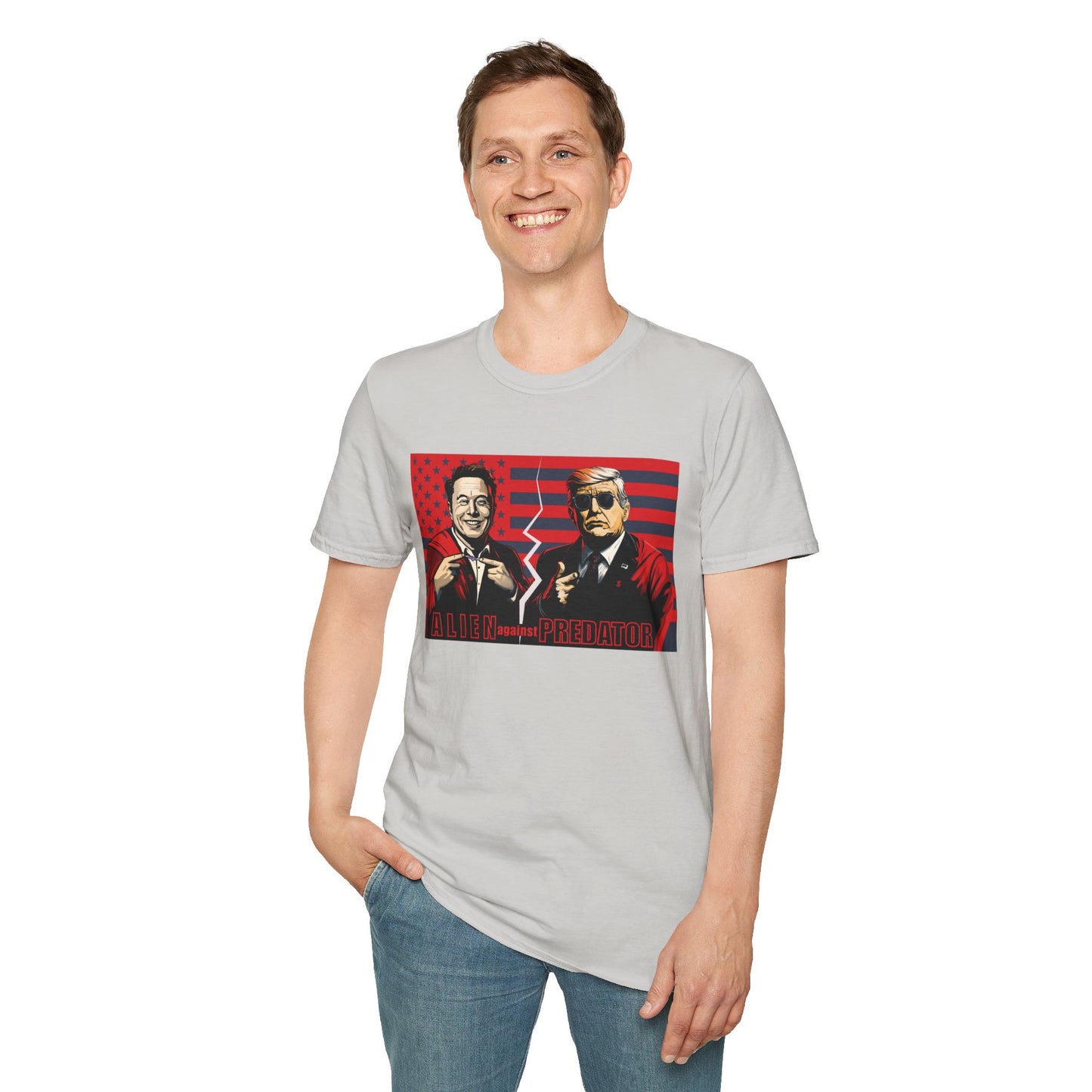 Trump vs Elon Shirt, Alien and Predator, Political T Shirt, Donald Trump and Elon Musk Breakup, Anti Maga, Anti Elon, Red White &  Blue Tee
