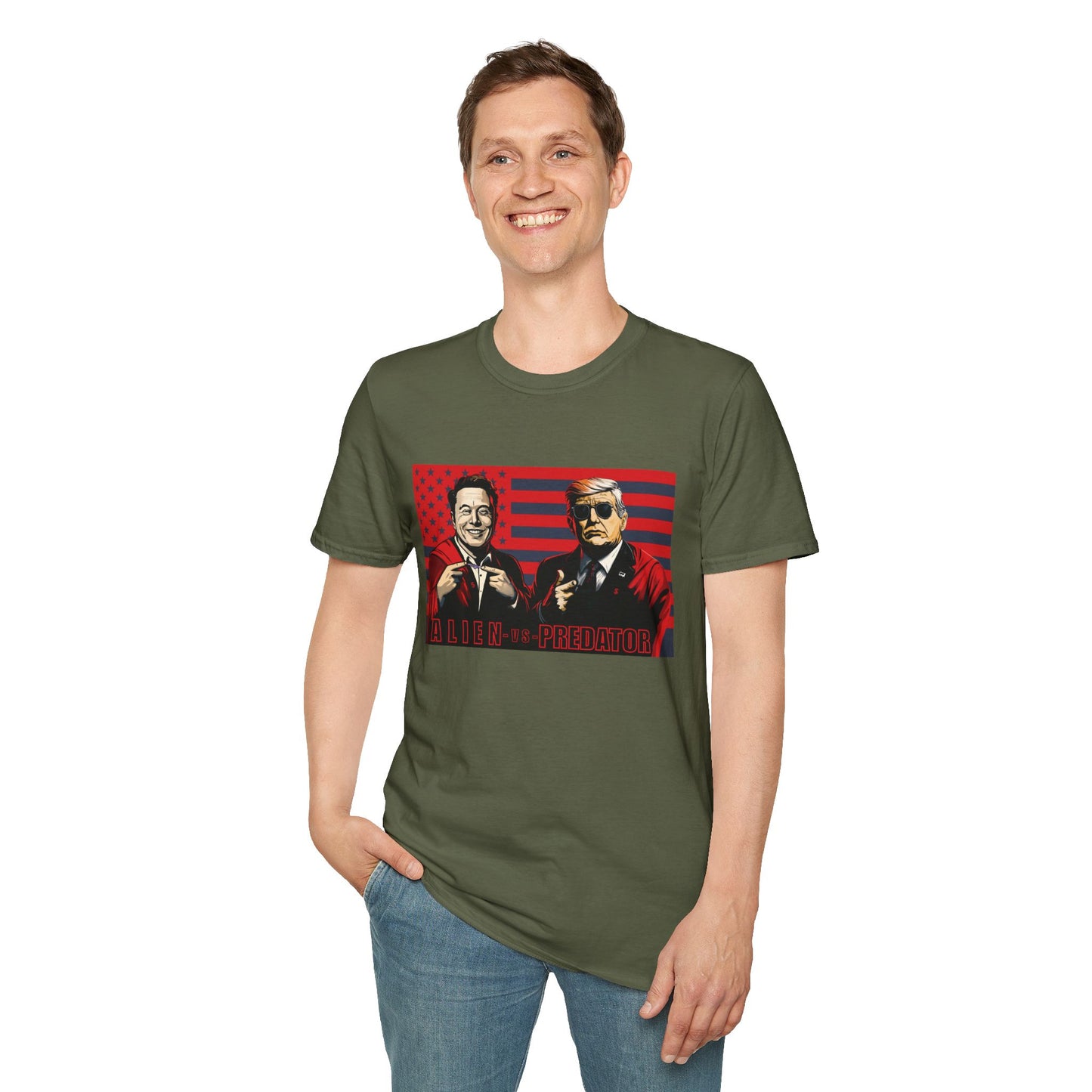 Trump and Elon Shirt, Alien versus Predator Political T Shirt, Donald Trump Fights Elon Musk Shirt, Comes in a variety of American Colors