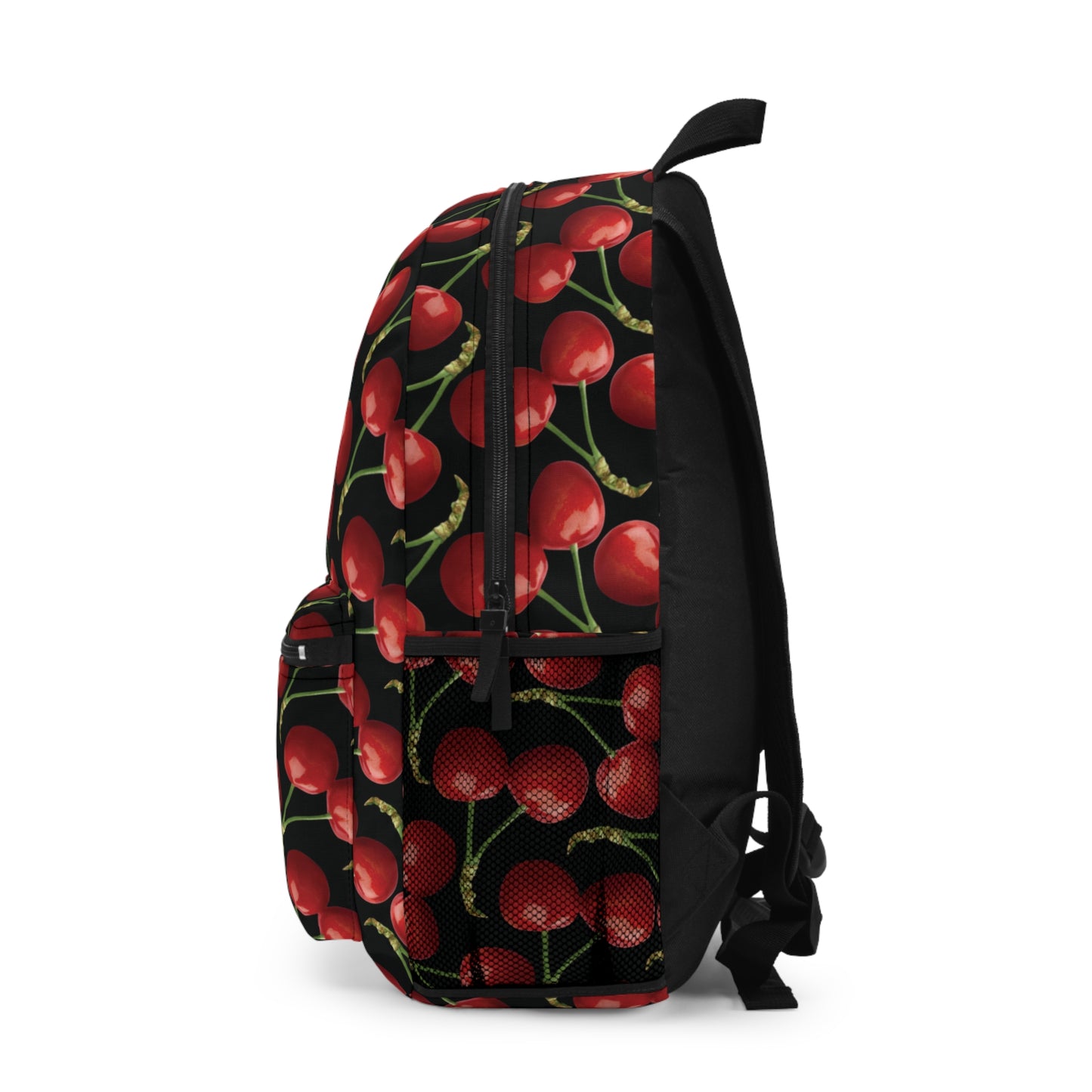 Cherry Backpack, Bag with Cherries, Red and Black Pattern, Cherry Pattern, School Bag, Shoulder Bag, Travel Knapsack, Cherry Print Rucksack