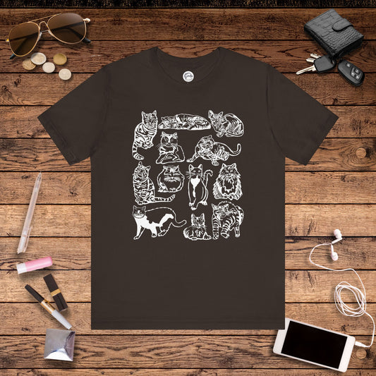Cat Lover T-Shirt Gift for Cat Owner T Shirt with Cats, Cat Graphic Tee for Cat Lovers Top for Women, Cat T-shirt for Men, Striped Cat Shirt