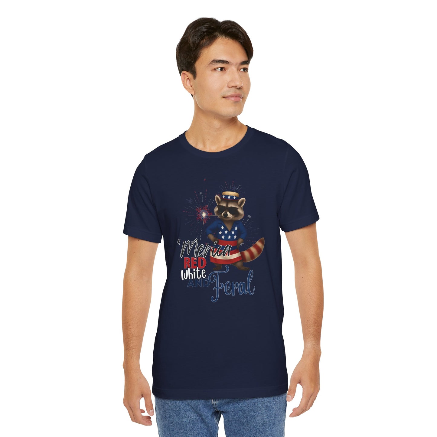 Patriotic T-Shirt, 'Merica Red White and Feral Shirt, Adult Humor Tshirt, July 4th T shirt, Independence Day, Red White and Blue, Racoon Tee