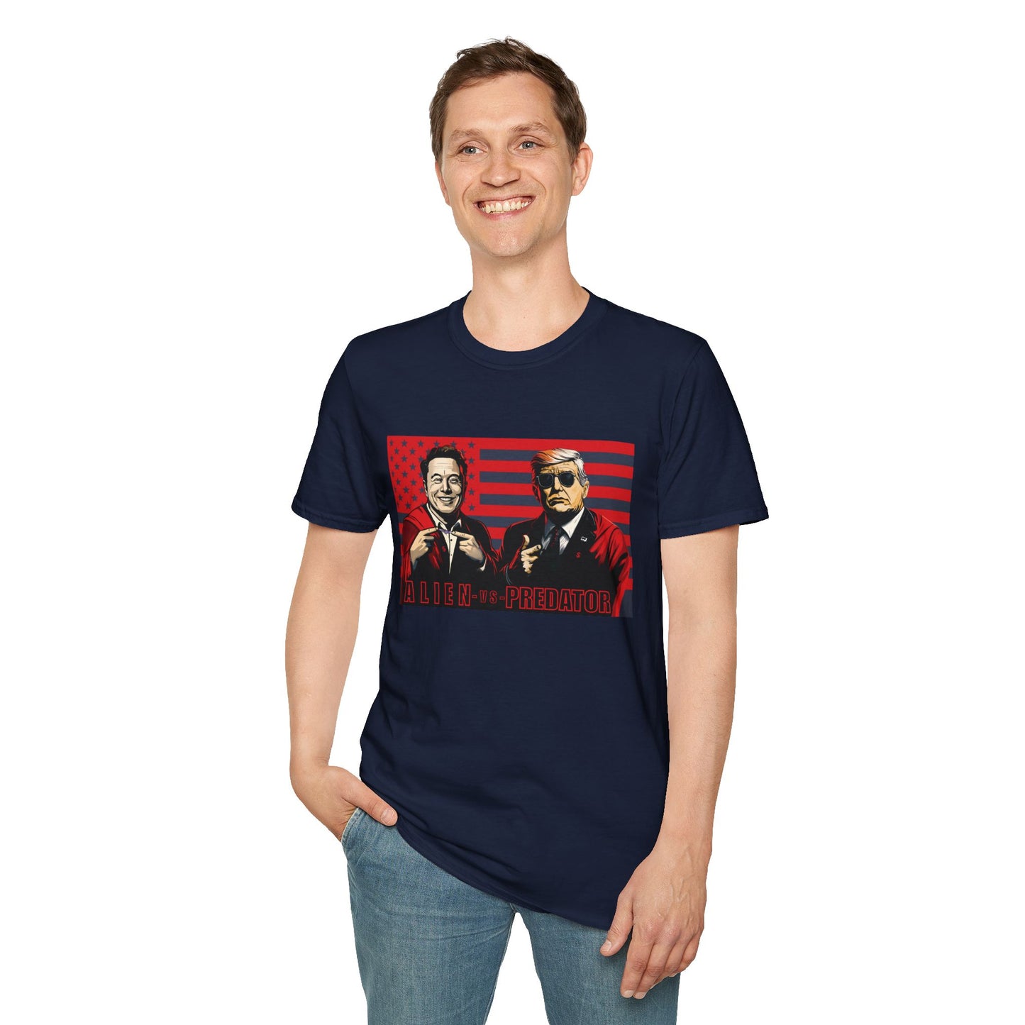 Trump and Elon Shirt, Alien versus Predator Political T Shirt, Donald Trump Fights Elon Musk Shirt, Comes in a variety of American Colors
