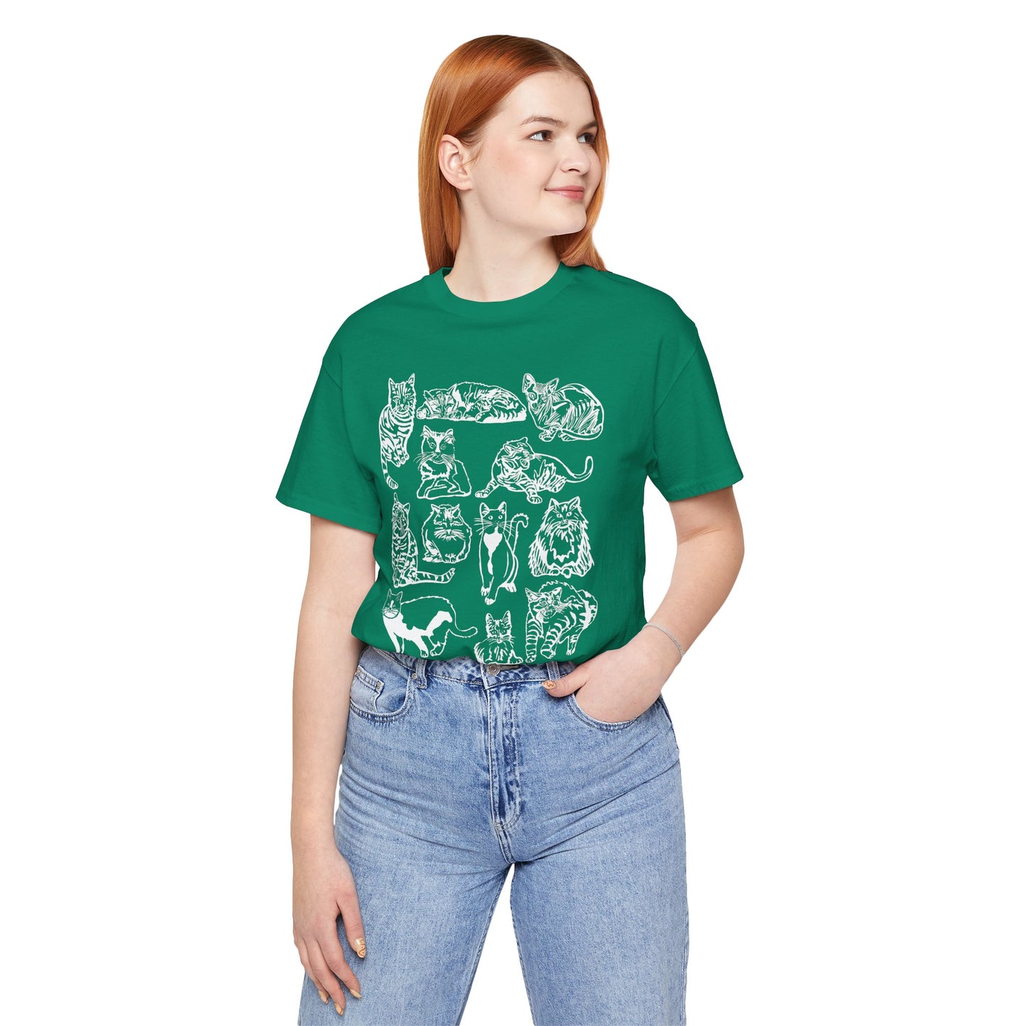 Cat Lover T-Shirt Gift for Cat Owner T Shirt with Cats, Cat Graphic Tee for Cat Lovers Top for Women, Cat T-shirt for Men, Striped Cat Shirt