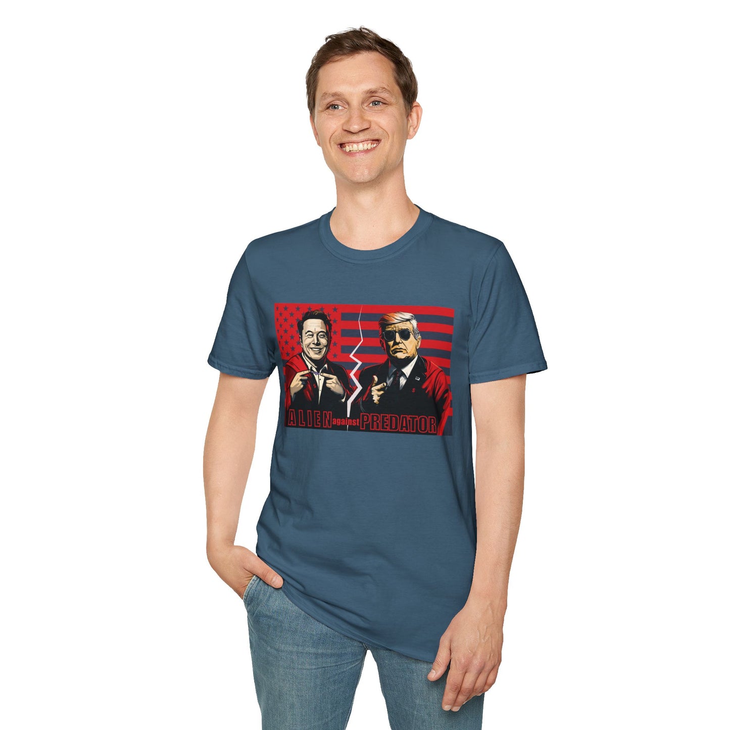 Trump vs Elon Shirt, Alien and Predator, Political T Shirt, Donald Trump and Elon Musk Breakup, Anti Maga, Anti Elon, Red White &  Blue Tee
