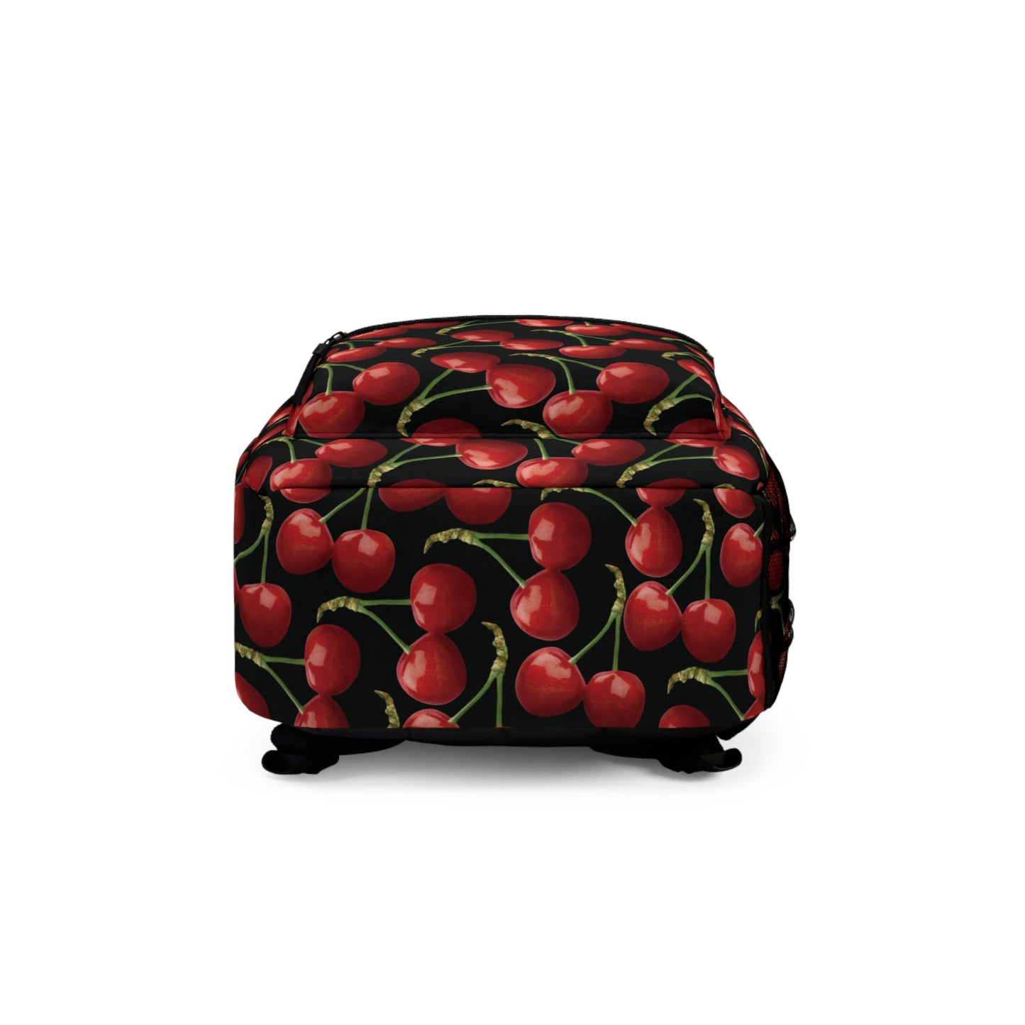 Cherry Backpack, Bag with Cherries, Red and Black Pattern, Cherry Pattern, School Bag, Shoulder Bag, Travel Knapsack, Cherry Print Rucksack