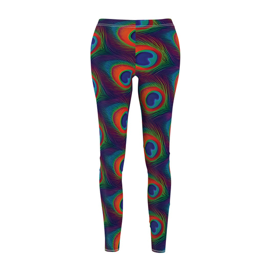 Peacock Feather Leggings, Peacock Print Leggings, Soft and Comfortable Bottoms, Trendy Exercise Pants, Colorful Yoga Pants, Gift for Her