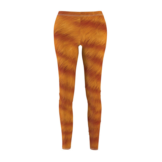 Orange Cat Leggings, Tabby Cat Fur Pattern Leggings, Soft and Comfortable Bottoms, Exercise Pants, Yoga Pants, Gift for Her, Cat Lover Gift