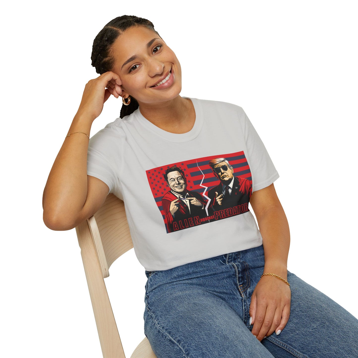 Trump vs Elon Shirt, Alien and Predator, Political T Shirt, Donald Trump and Elon Musk Breakup, Anti Maga, Anti Elon, Red White &  Blue Tee