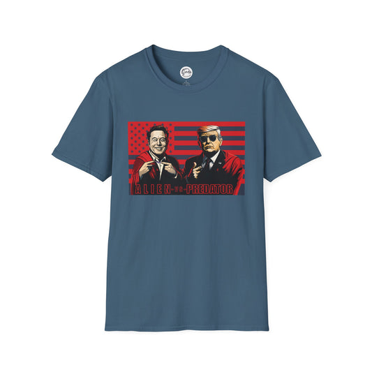 Trump and Elon Shirt, Alien versus Predator Political T Shirt, Donald Trump Fights Elon Musk Shirt, Comes in a variety of American Colors