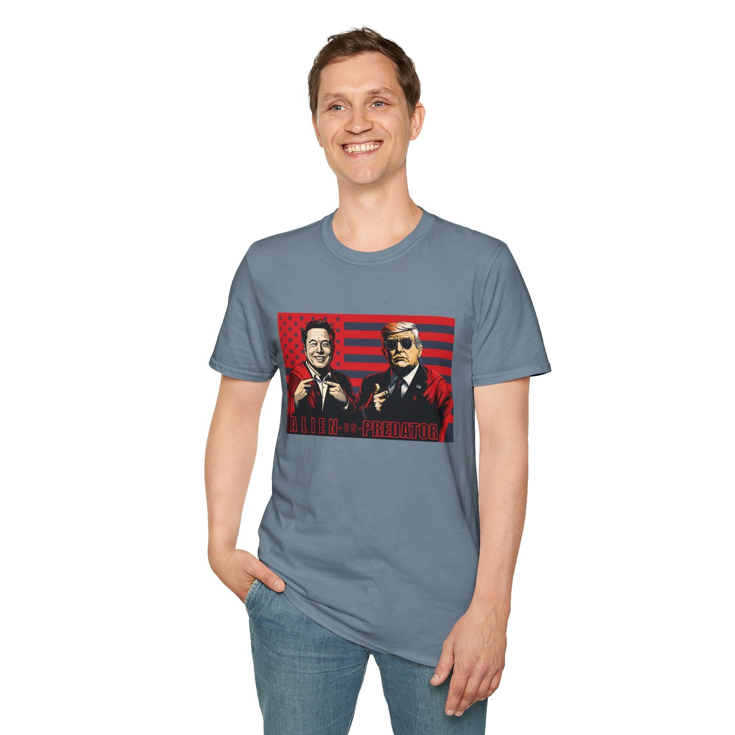 Trump and Elon Shirt, Alien versus Predator Political T Shirt, Donald Trump Fights Elon Musk Shirt, Comes in a variety of American Colors