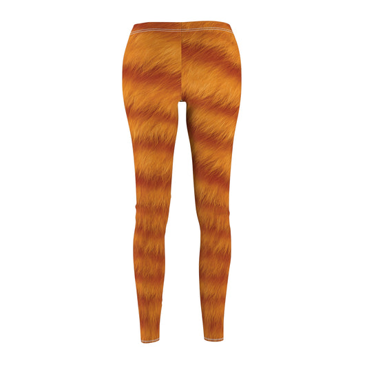 Orange Cat Leggings, Tabby Cat Fur Pattern Leggings, Soft and Comfortable Bottoms, Exercise Pants, Yoga Pants, Gift for Her, Cat Lover Gift