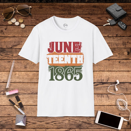 Juneteenth 1865 Shirt, Unisex Softstyle T-Shirt in Black or White, Black History T shirt, Civil Rights Tee, American History Teacher Top