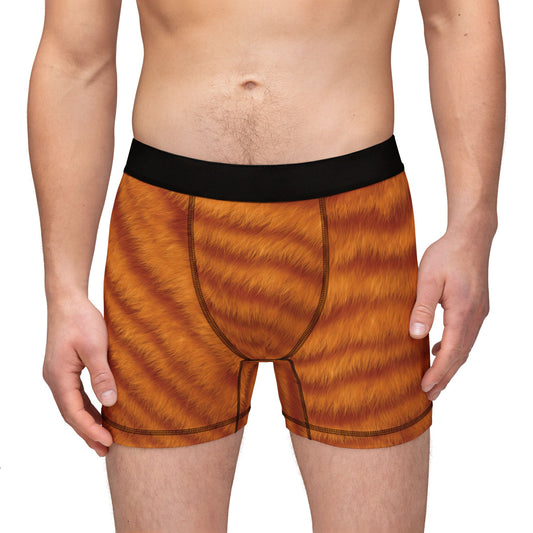 Orange Cat Fur Print Men's Boxers, Ginger Cat Boxers, Stylish Underwear, Tabby Cat Underwear, Unique Gift for Him, Cat Novelty Boxer Briefs