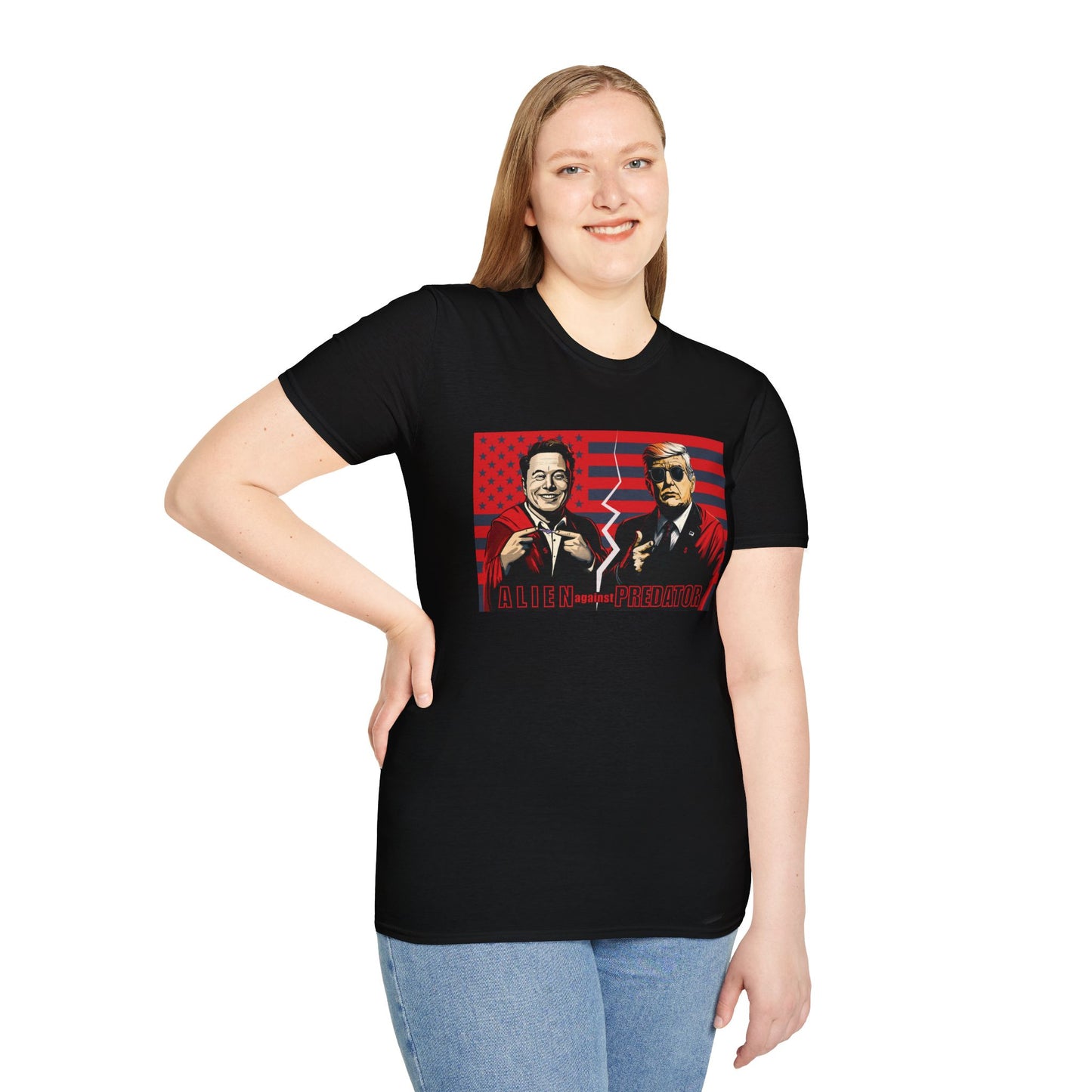 Trump vs Elon Shirt, Alien and Predator, Political T Shirt, Donald Trump and Elon Musk Breakup, Anti Maga, Anti Elon, Red White &  Blue Tee