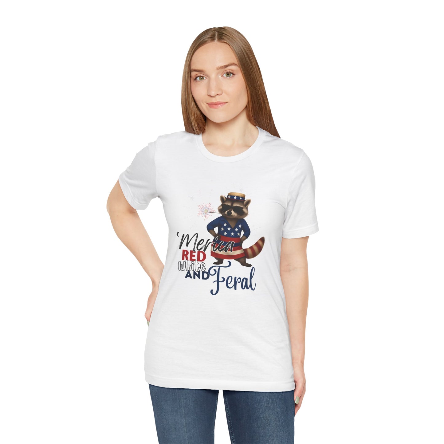 Patriotic T-Shirt, 'Merica Red White and Feral Shirt, Adult Humor Tshirt, July 4th T shirt, Independence Day, Red White and Blue, Racoon Tee