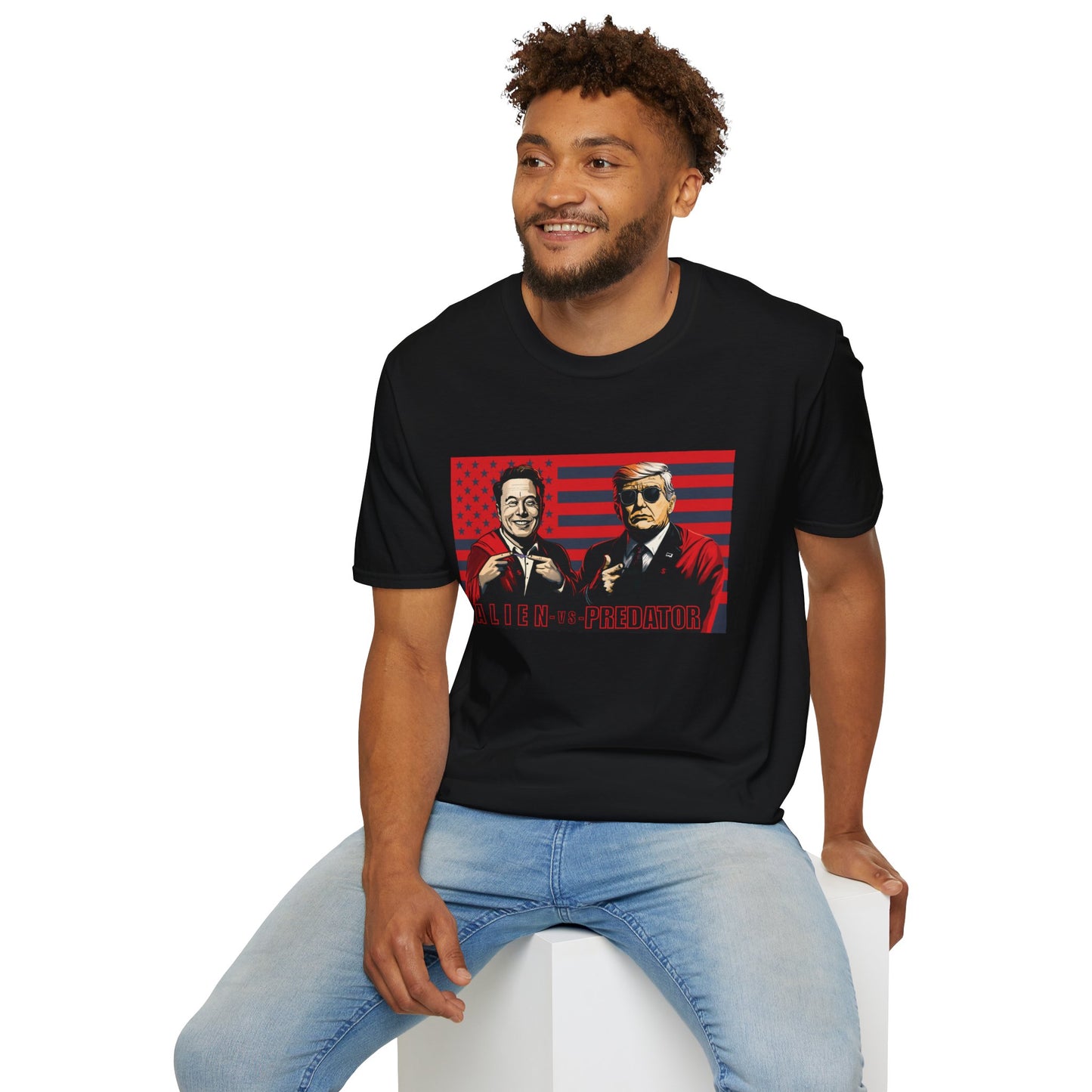 Trump and Elon Shirt, Alien versus Predator Political T Shirt, Donald Trump Fights Elon Musk Shirt, Comes in a variety of American Colors
