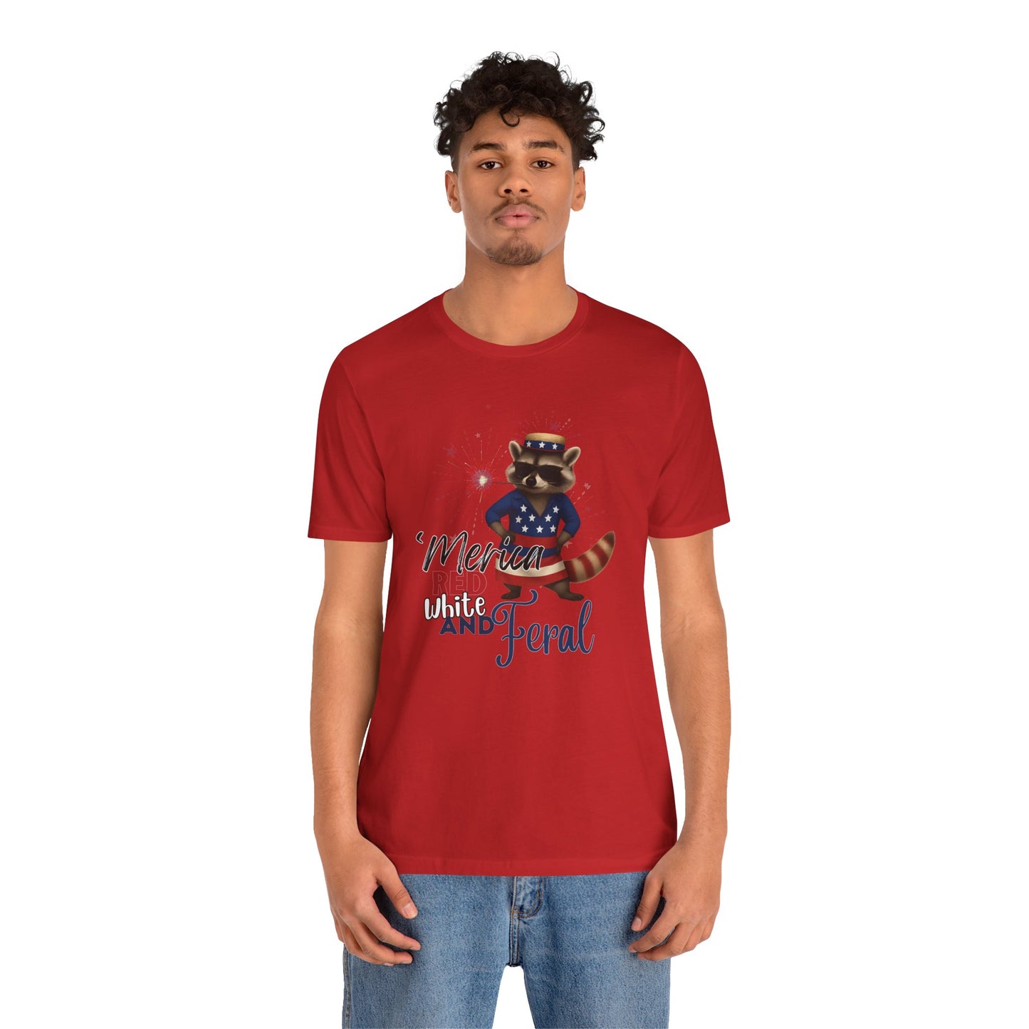 Patriotic T-Shirt, 'Merica Red White and Feral Shirt, Adult Humor Tshirt, July 4th T shirt, Independence Day, Red White and Blue, Racoon Tee