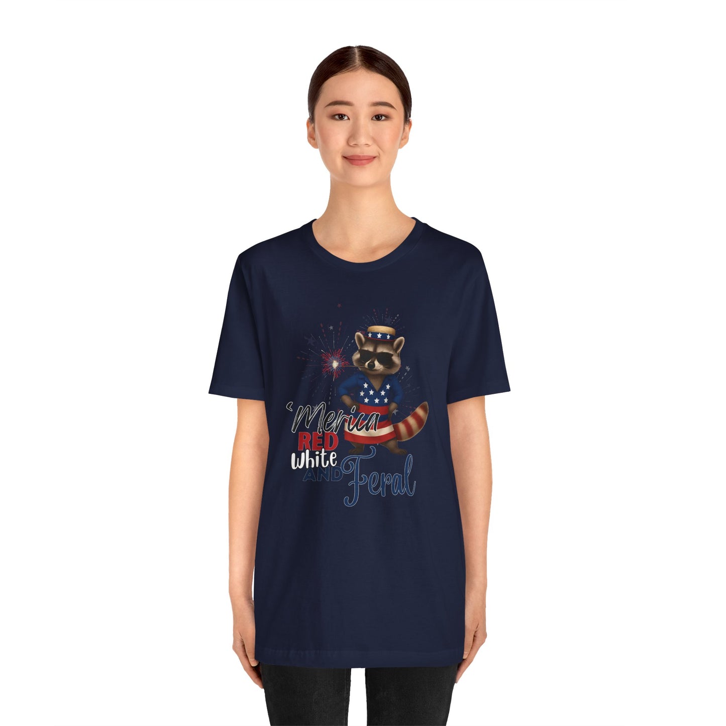 Patriotic T-Shirt, 'Merica Red White and Feral Shirt, Adult Humor Tshirt, July 4th T shirt, Independence Day, Red White and Blue, Racoon Tee